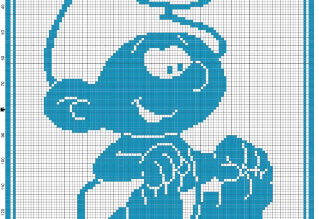 Baby blanket baby Smurf filet crochet pattern