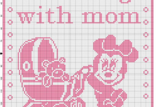 Baby blanket minnie Walking with mom filet crochet pattern