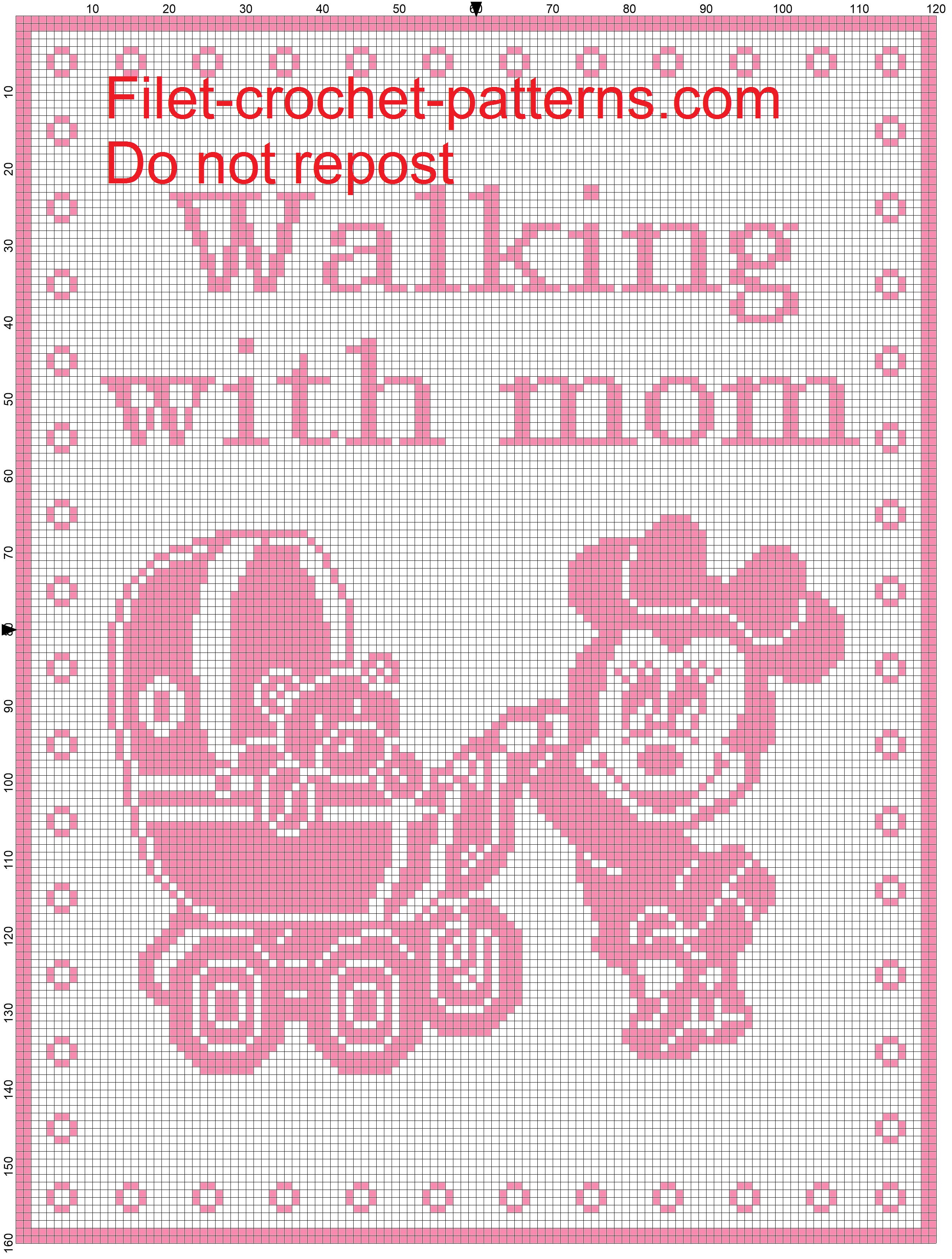 Baby blanket minnie Walking with mom filet crochet pattern