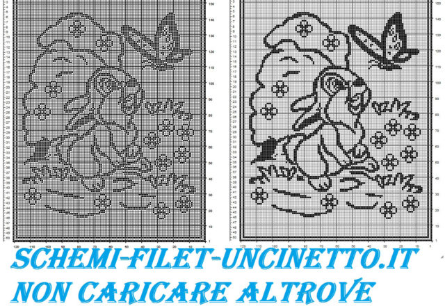 Baby blanket with Disney Thumper free filet crochet