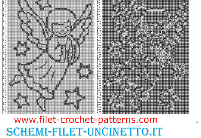 Baby blanket with happy angel free filet crochet pattern