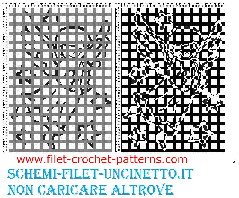 Baby blanket with happy angel free filet crochet pattern