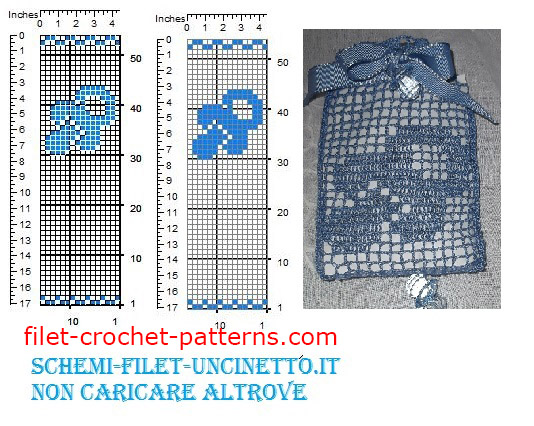 Baby pacifier favor bag free filet crochet pattern