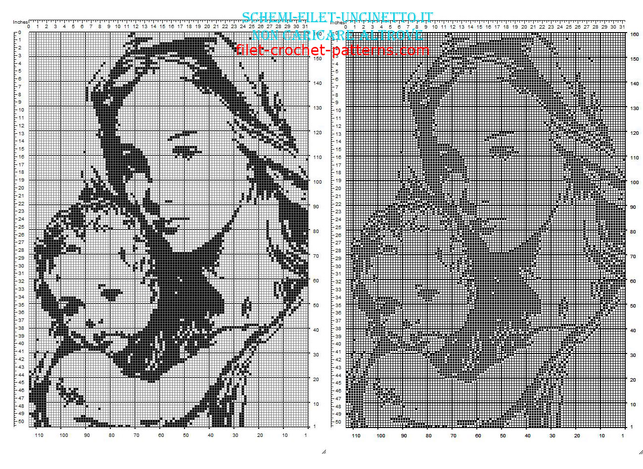 Blessed Virgin Mary and child free filet crochet pattern 160 x 110 squares