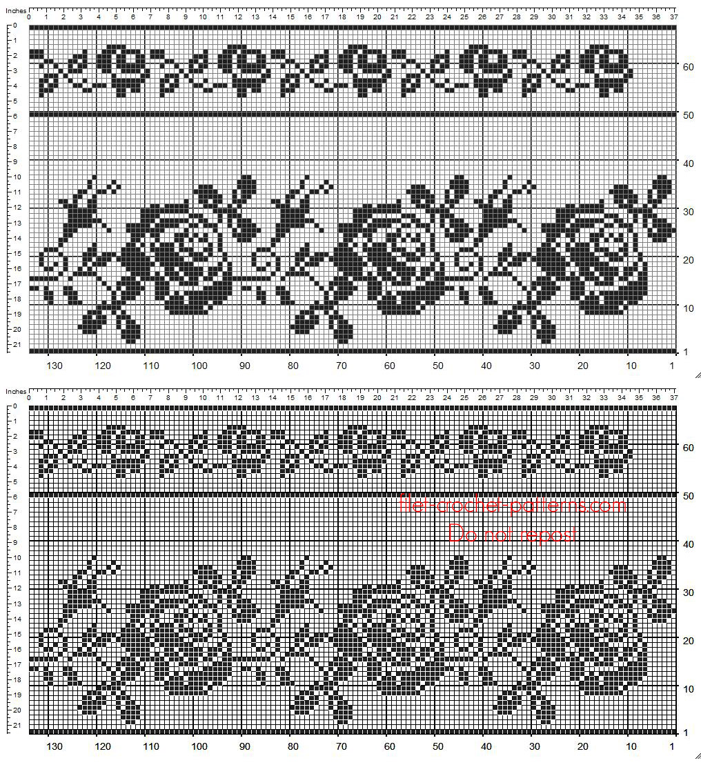 Border with roses for crochet filet curtains free download