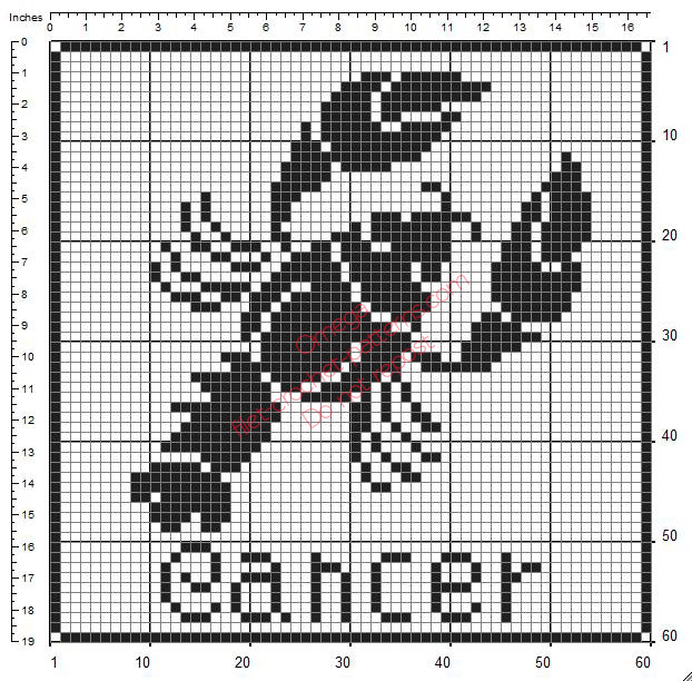 Cancer Zodiac Sign free crochet filet pattern frame ideal