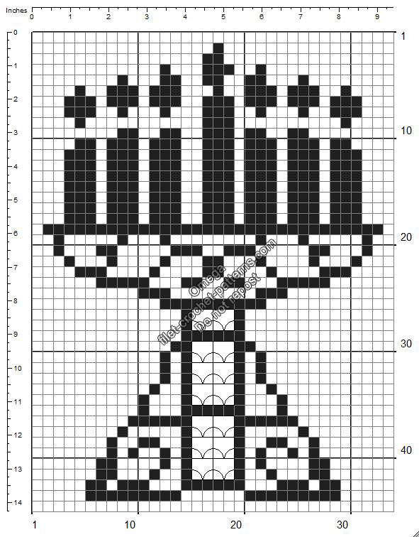 Candelabrum free religious crochet filet pattern insert 36x47