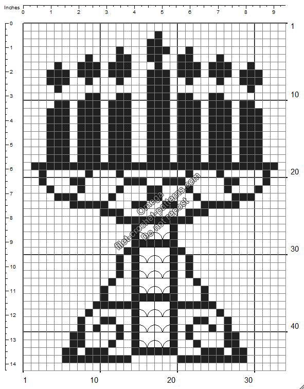 Candelabrum free religious crochet filet pattern insert 36x47
