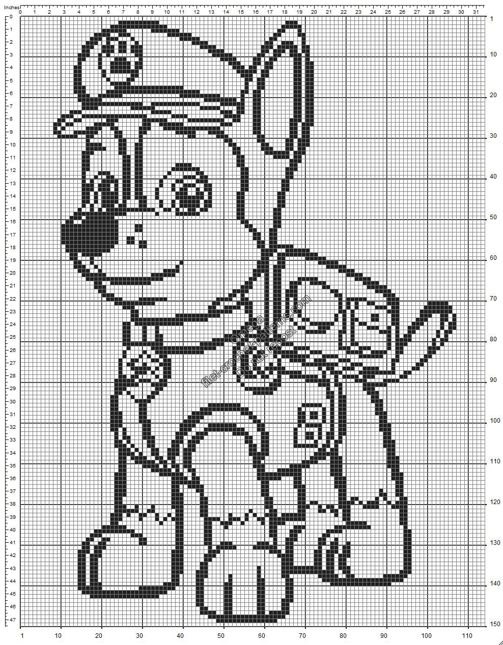 Chase from Paw Patrol free crochet filet pattern baby blanket 114x150