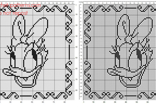 Children baby pillow crochet filet with Disney Daisy Duck face free pattern download