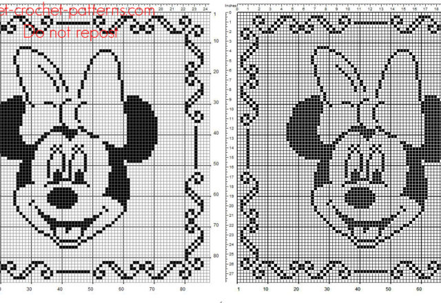 Children pillow crochet filet with Disney Minnie face free pattern download