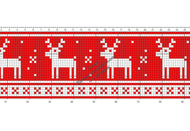 Christmas border with reindeer free crochet filet design pattern height 30