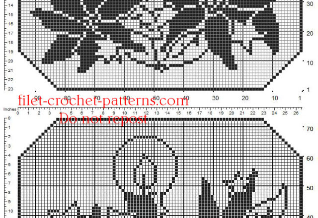 Christmas crochet filet doily with candles and stars