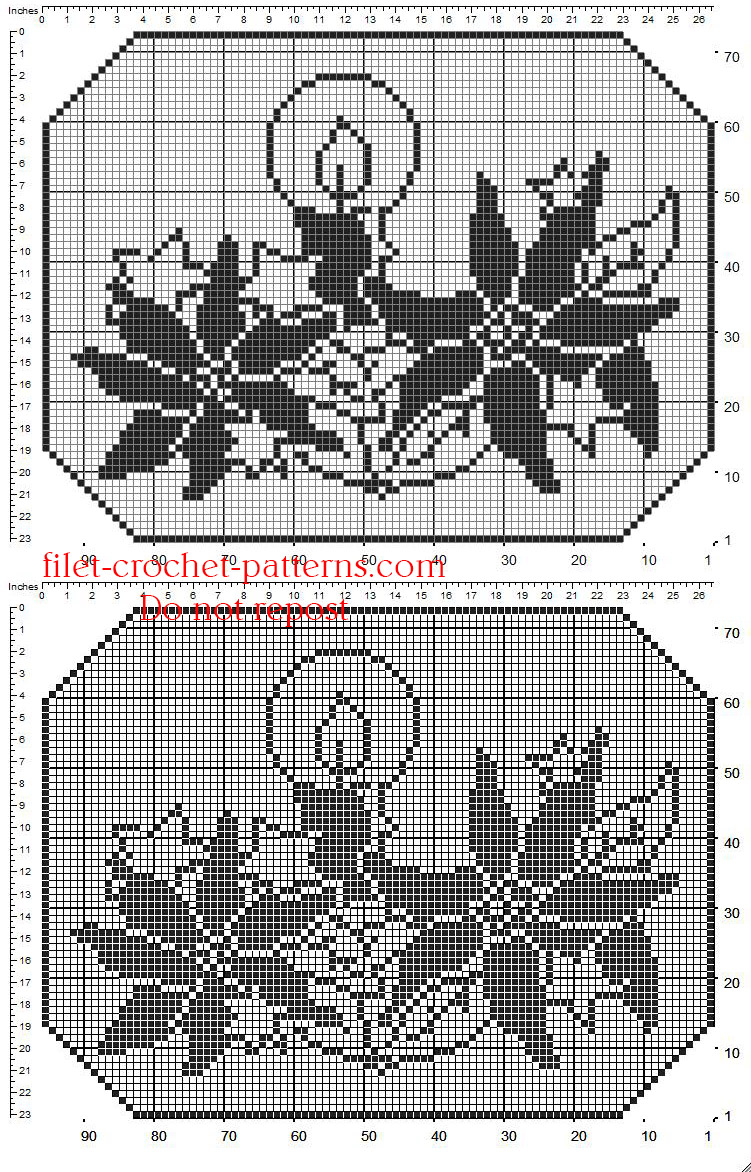 Christmas crochet filet doily with candles and stars