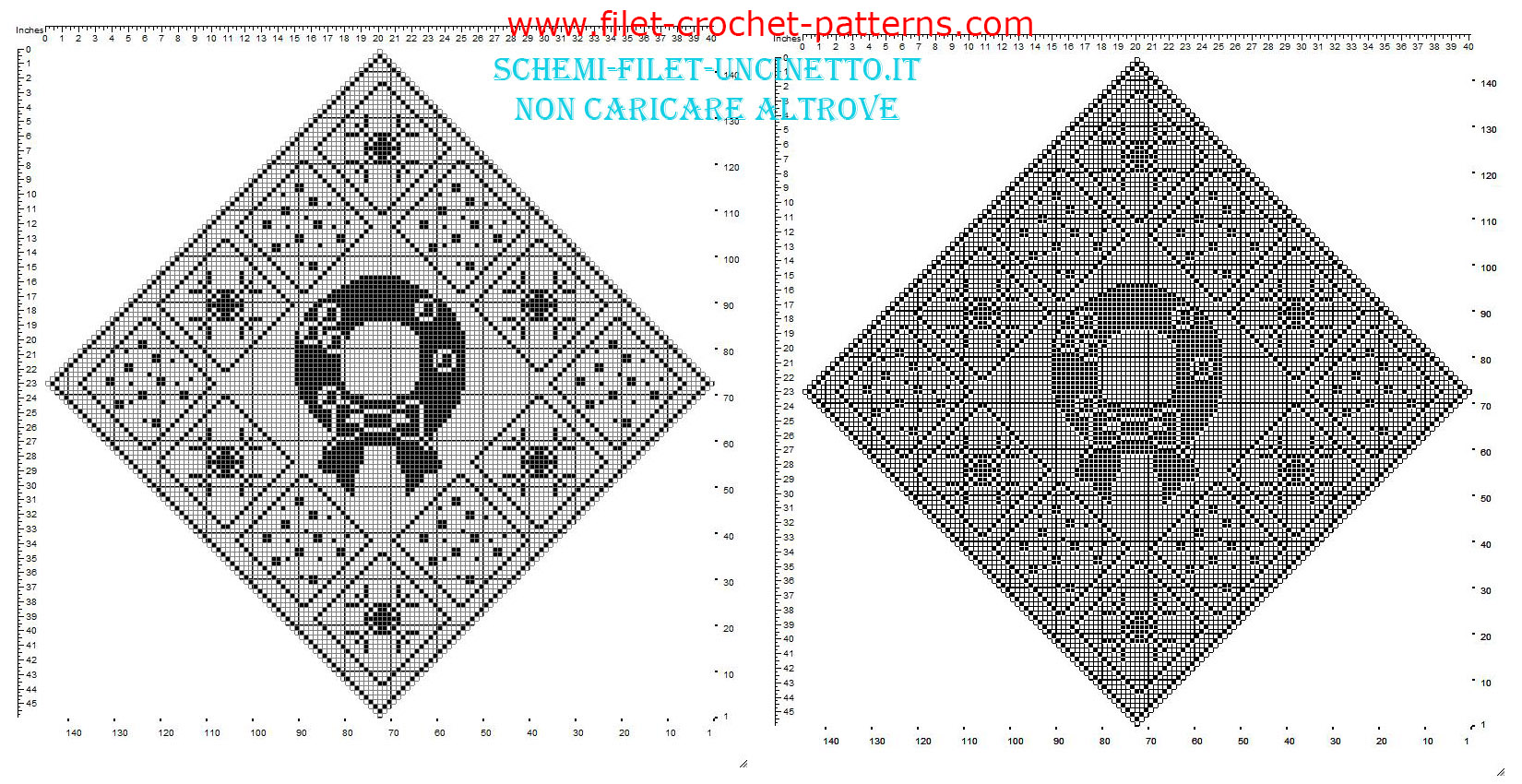 Christmas filet placemat diamond shaped with garland and snowflakes