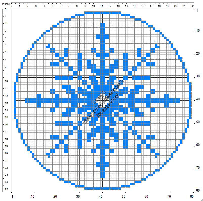 Christmas snowflake round doily free crochet filet patterns 78x78