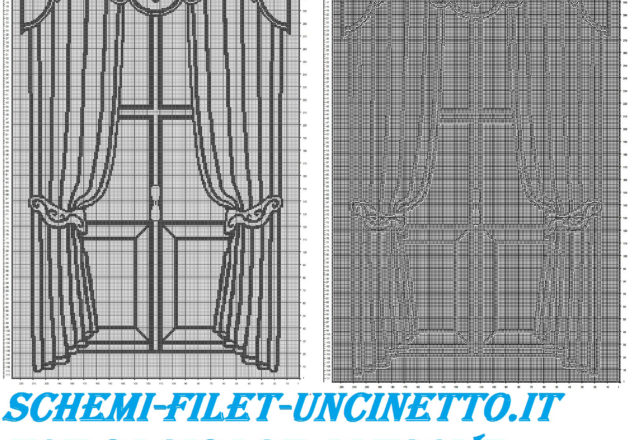 Classic curtains with windows free filet crochet pattern