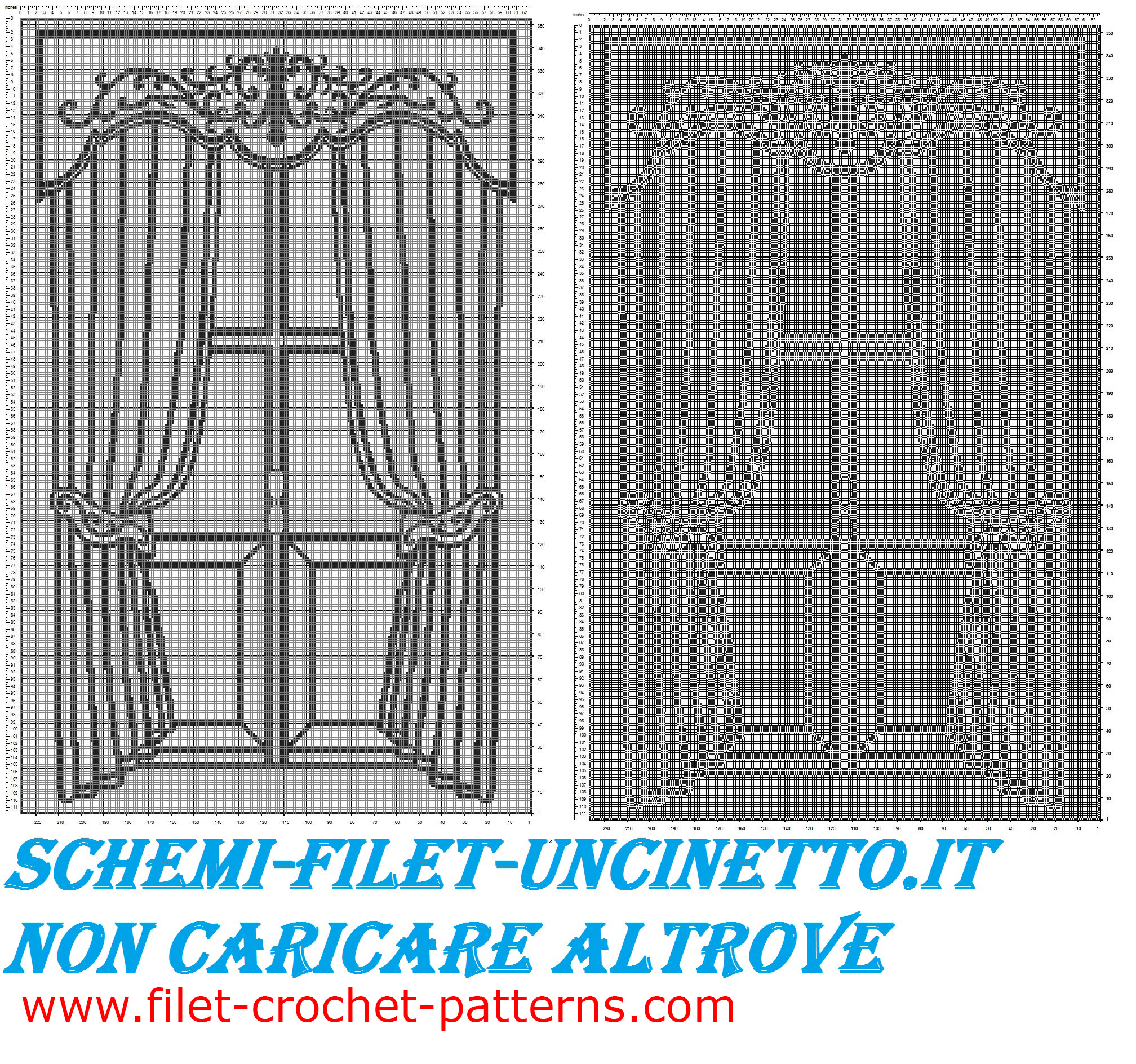 Classic curtains with windows free filet crochet pattern