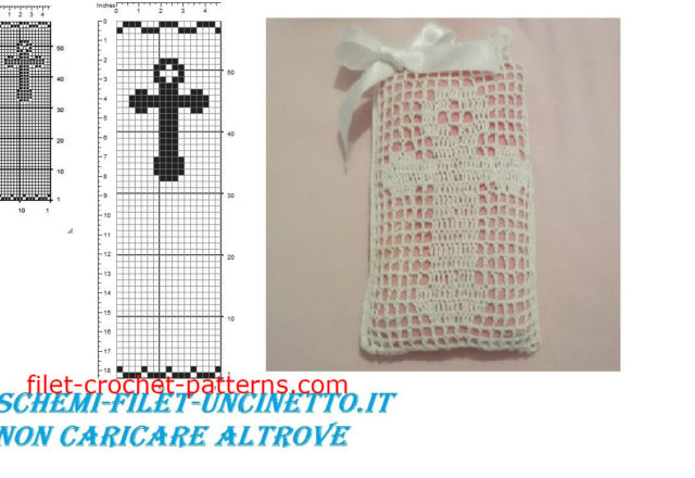 Communion cross favor bag free filet crochet pattern download