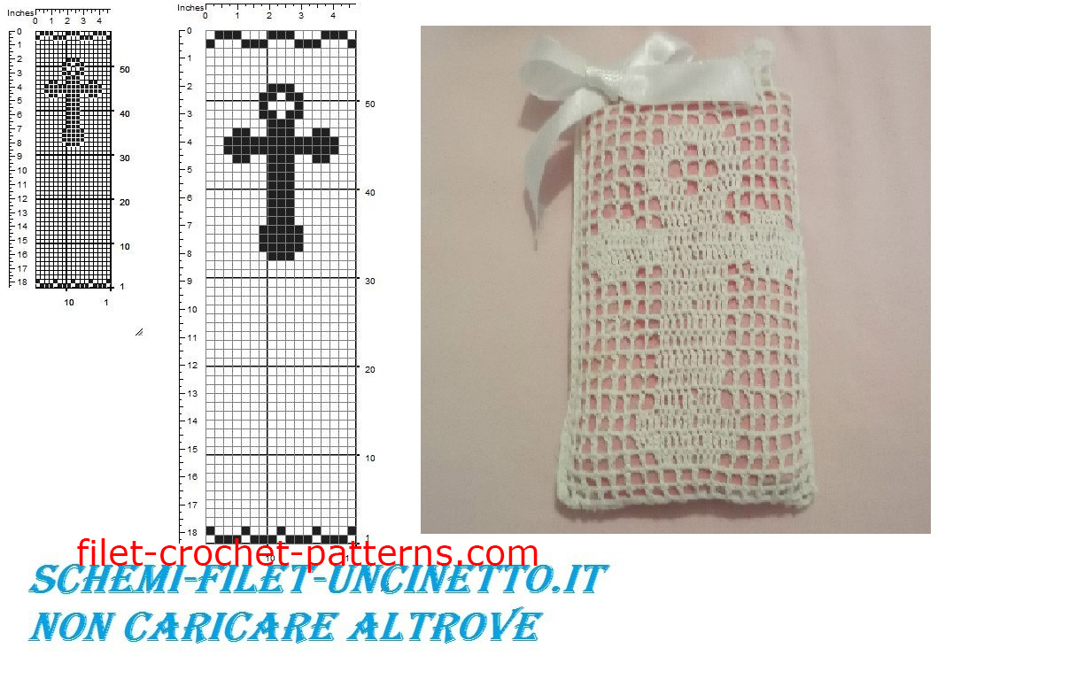 Communion cross favor bag free filet crochet pattern download