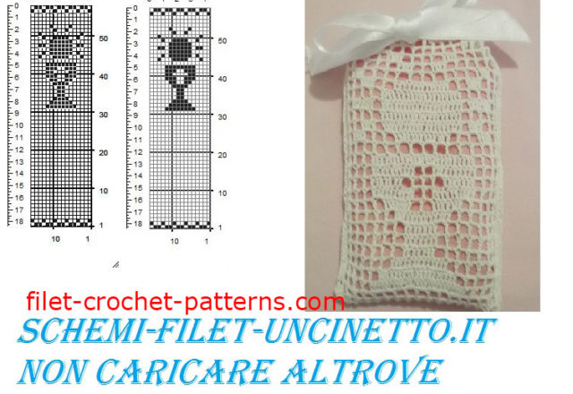 Communion cup favor bag filet crochet pattern