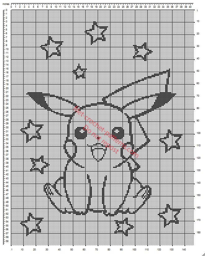 Crib blanket with Pokemon Pikachu free crochet filet pattern diagram