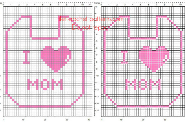 Crochet filet baby bib i love mom free pattern