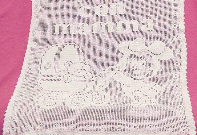 Crochet filet baby blanket Minnie pram Facebook Fan Silvana Balistreri