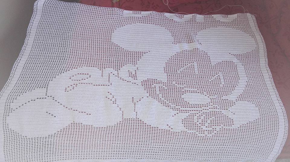 Crochet filet baby blanket Sweet Dreams Mickey Facebook Fan Gabriella Montebruno (1)