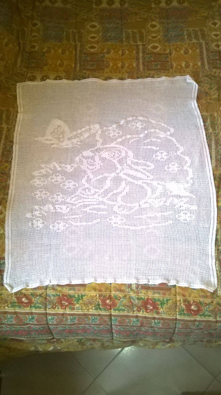 Crochet filet baby blanket with Bambi Thumper author Facebook Fan Semplicemente MT