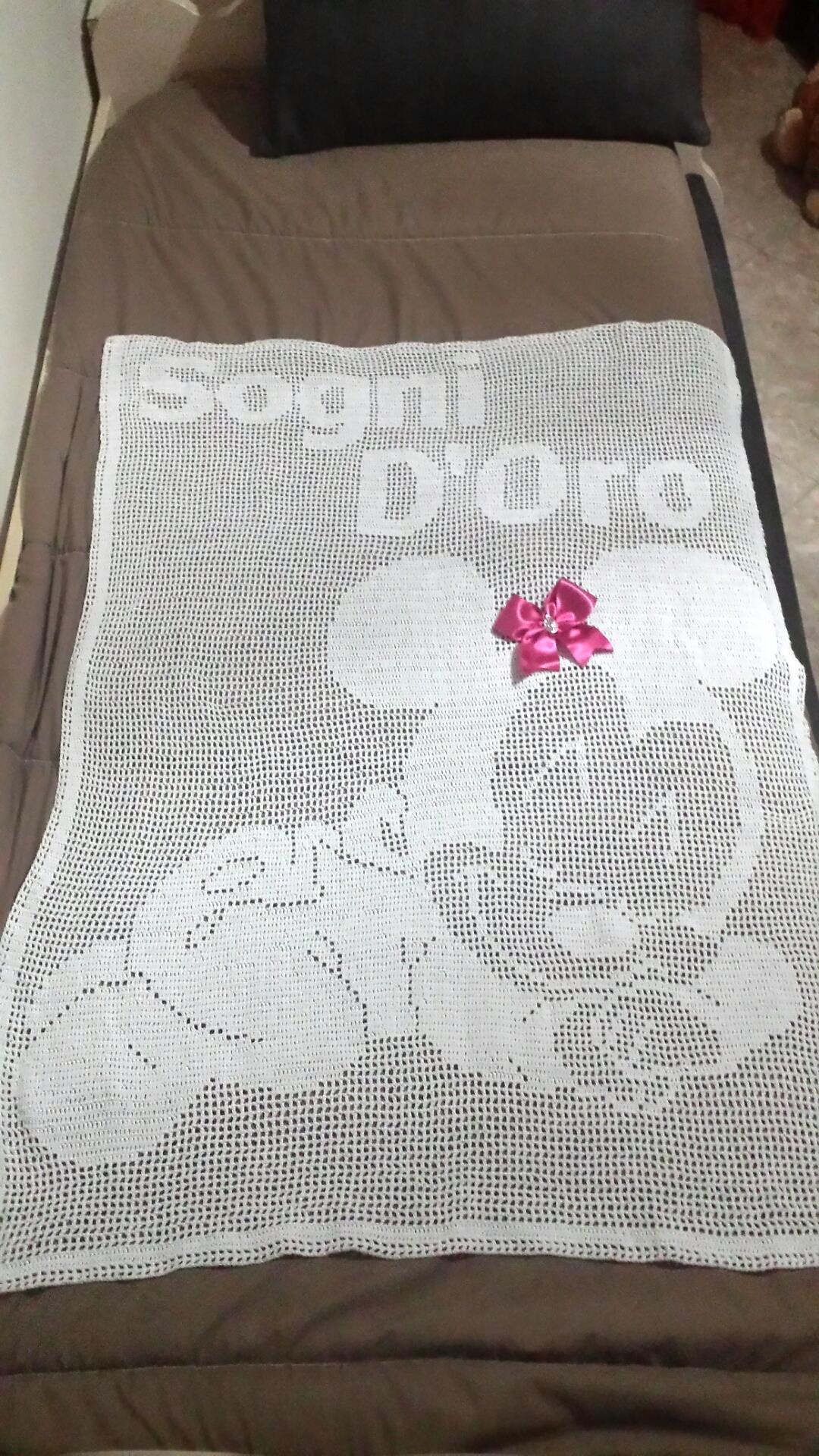 Crochet filet baby blanket with Disney Minnie author Facebook Fan Brenda De Luca
