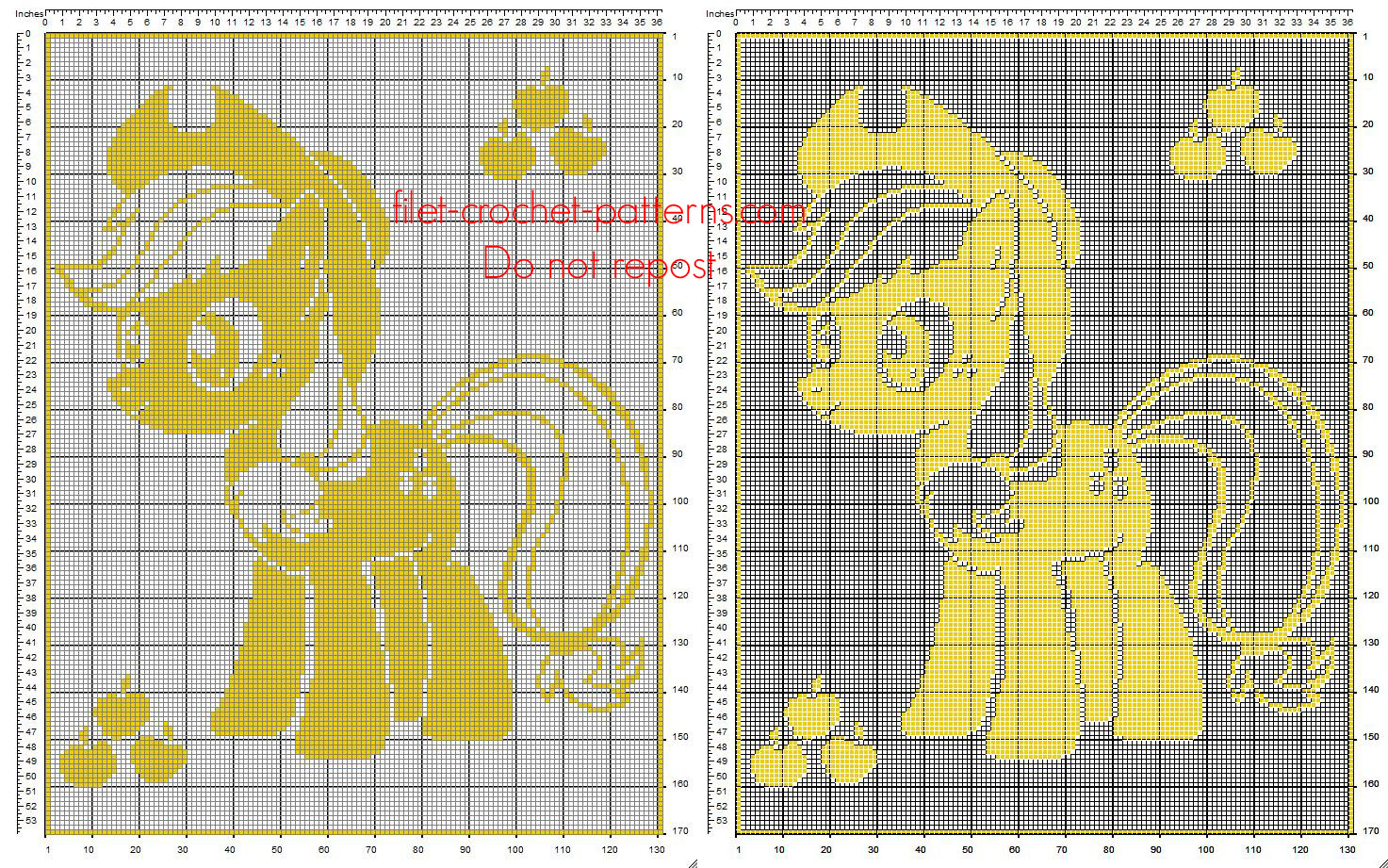 Crochet filet pattern baby blanket with Applejack My Little Pony character