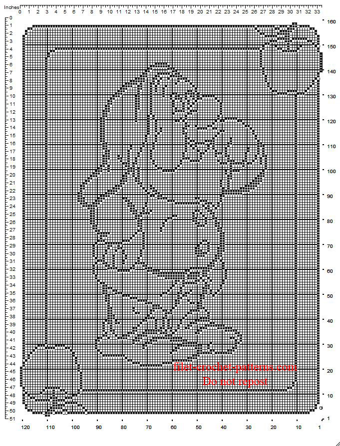 Crochet filet pattern baby blanket with Sneezy Dwarf from Disney Snow White and The Seven Dwarfs