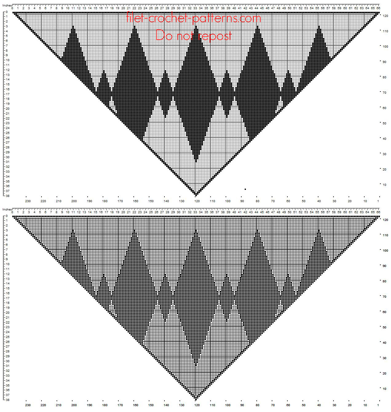 Crochet filet pattern shawl with diamond shapes