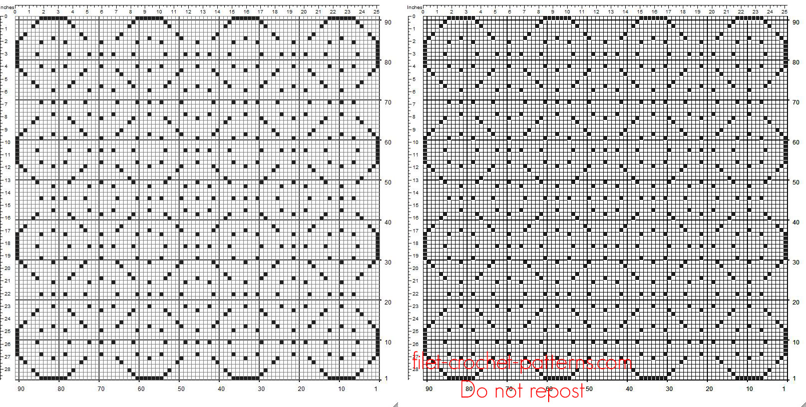 Crochet filet square doily 91 x 91 free geometric pattern