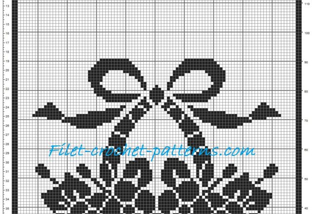 Curtain basket of flowers patterns filet crochet