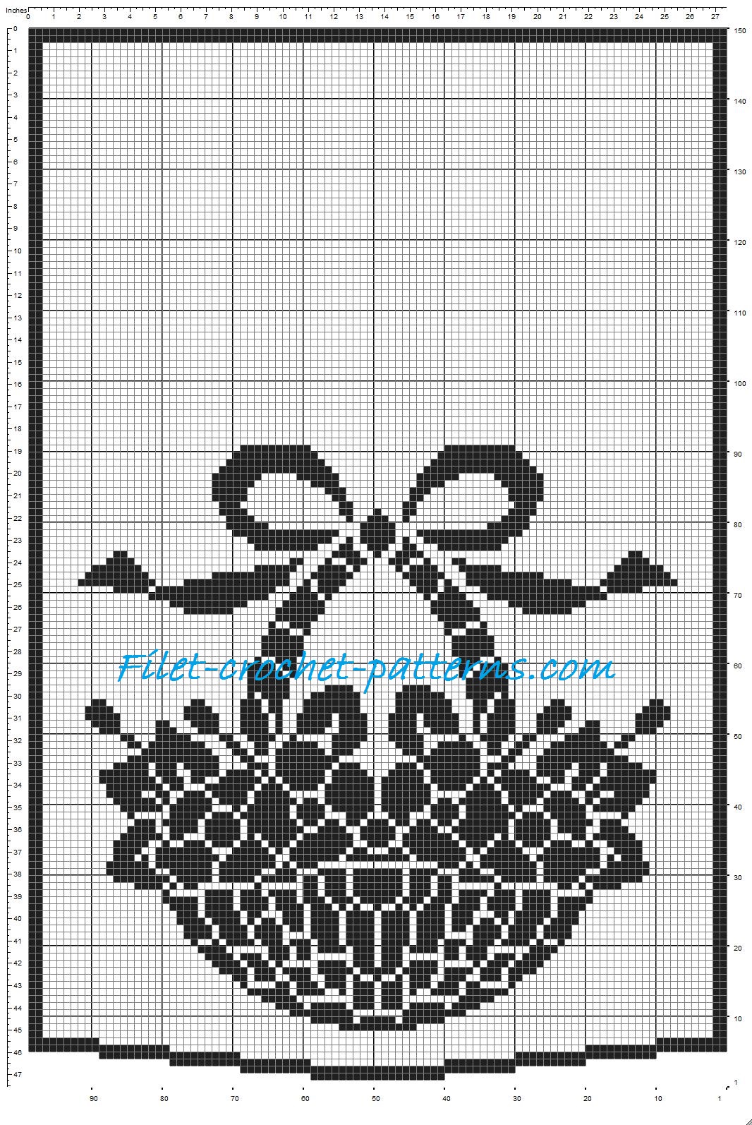 Curtain basket of flowers patterns filet crochet