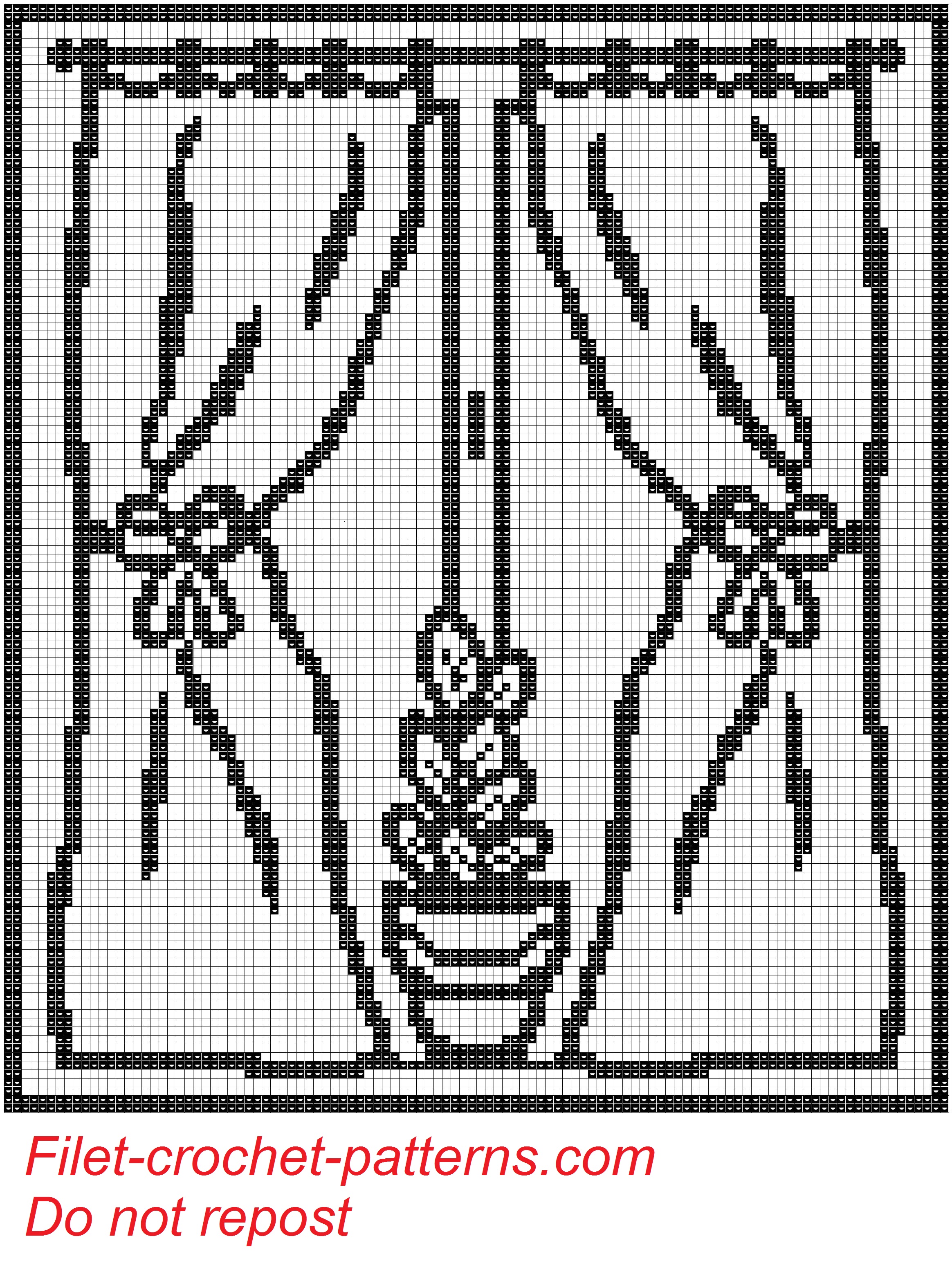 Curtain pot on window filet crochet pattern