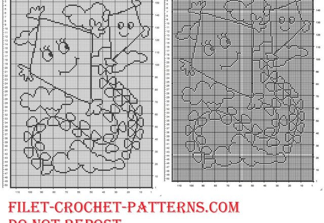 Curtains filet crochet for children with kites free pattern