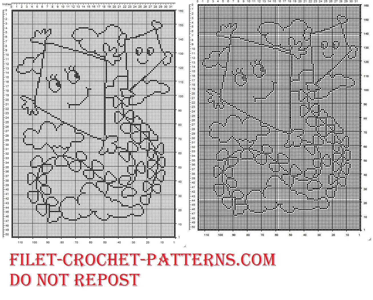 Curtains filet crochet for children with kites free pattern