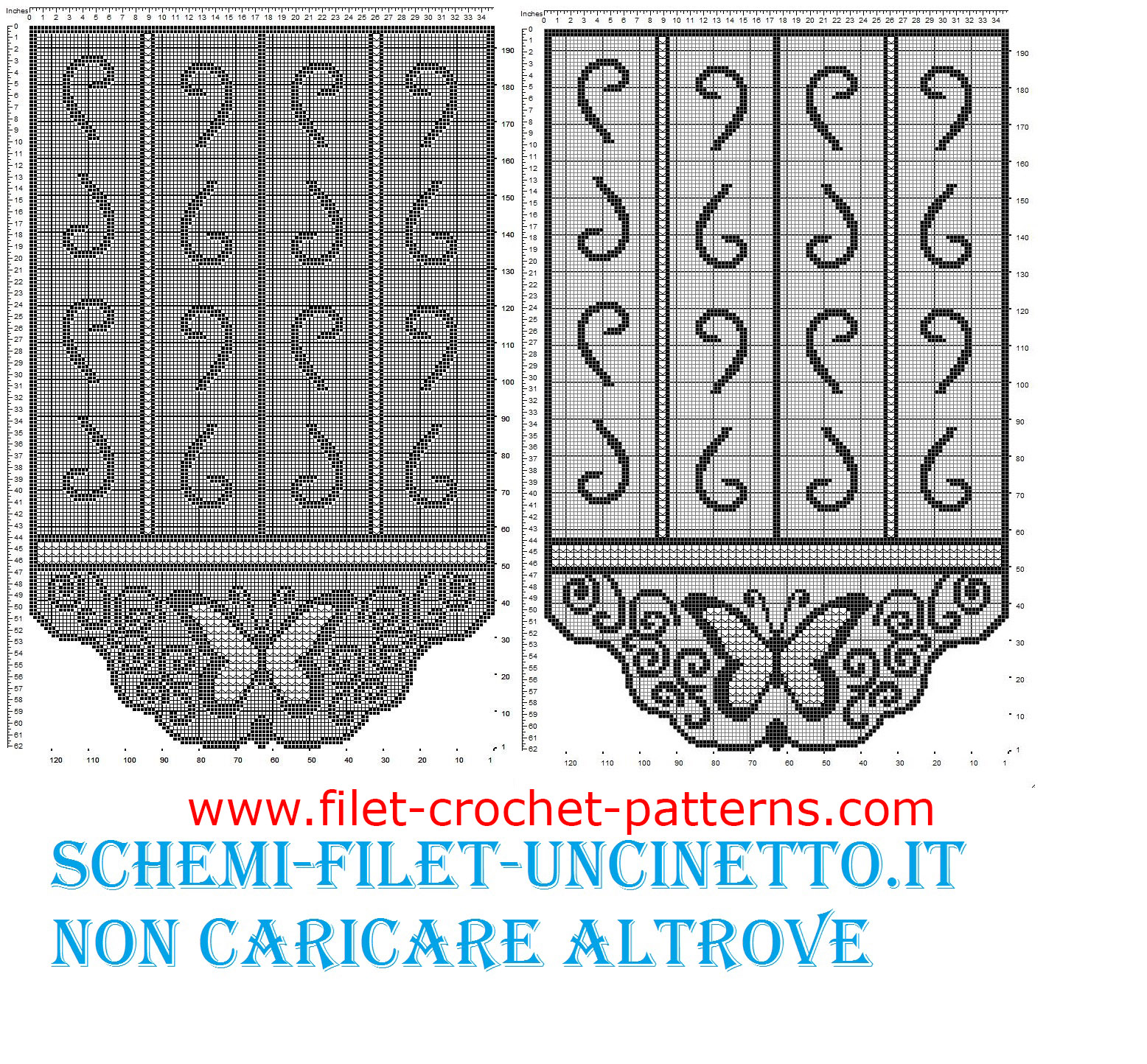 Curtains with butterfly free filet crochet pattern