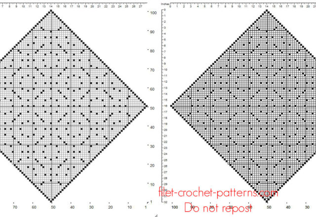 Diamond shape free crochet filet doily pattern