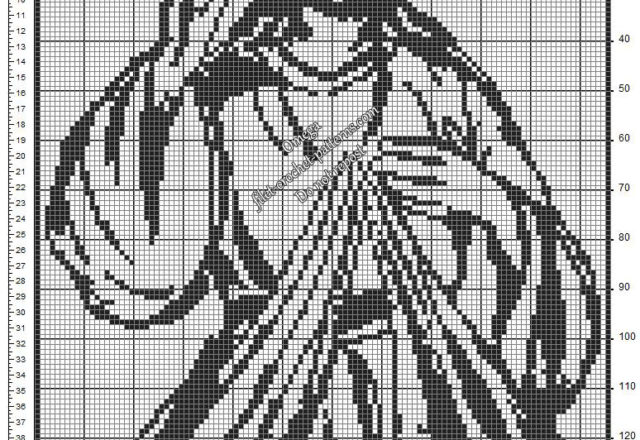 Divine Mercy Image free crochet filet pattern diagram