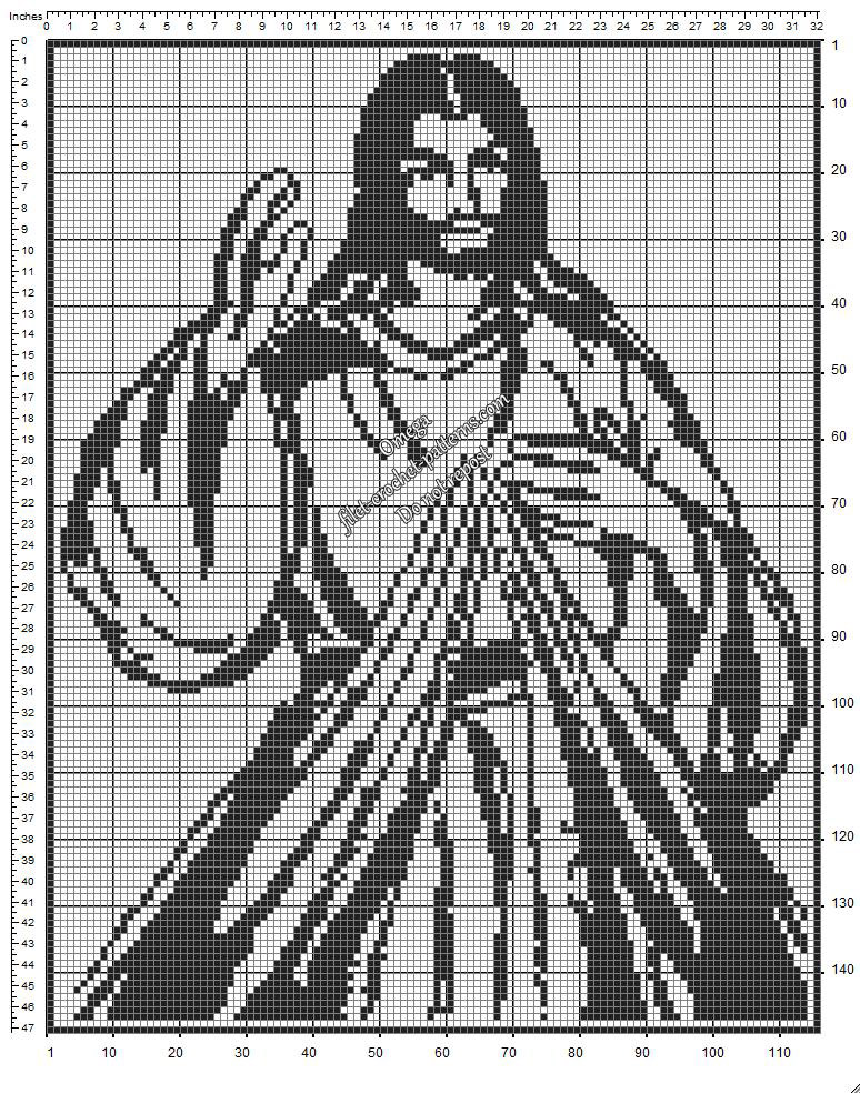 Divine Mercy Image free crochet filet pattern diagram