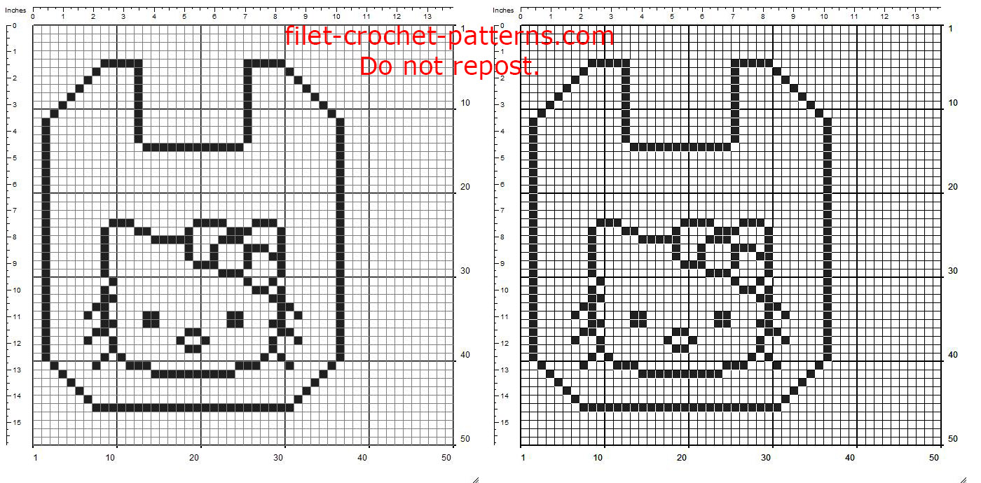 Filet crochet baby bib with Hello Kitty free pattern download