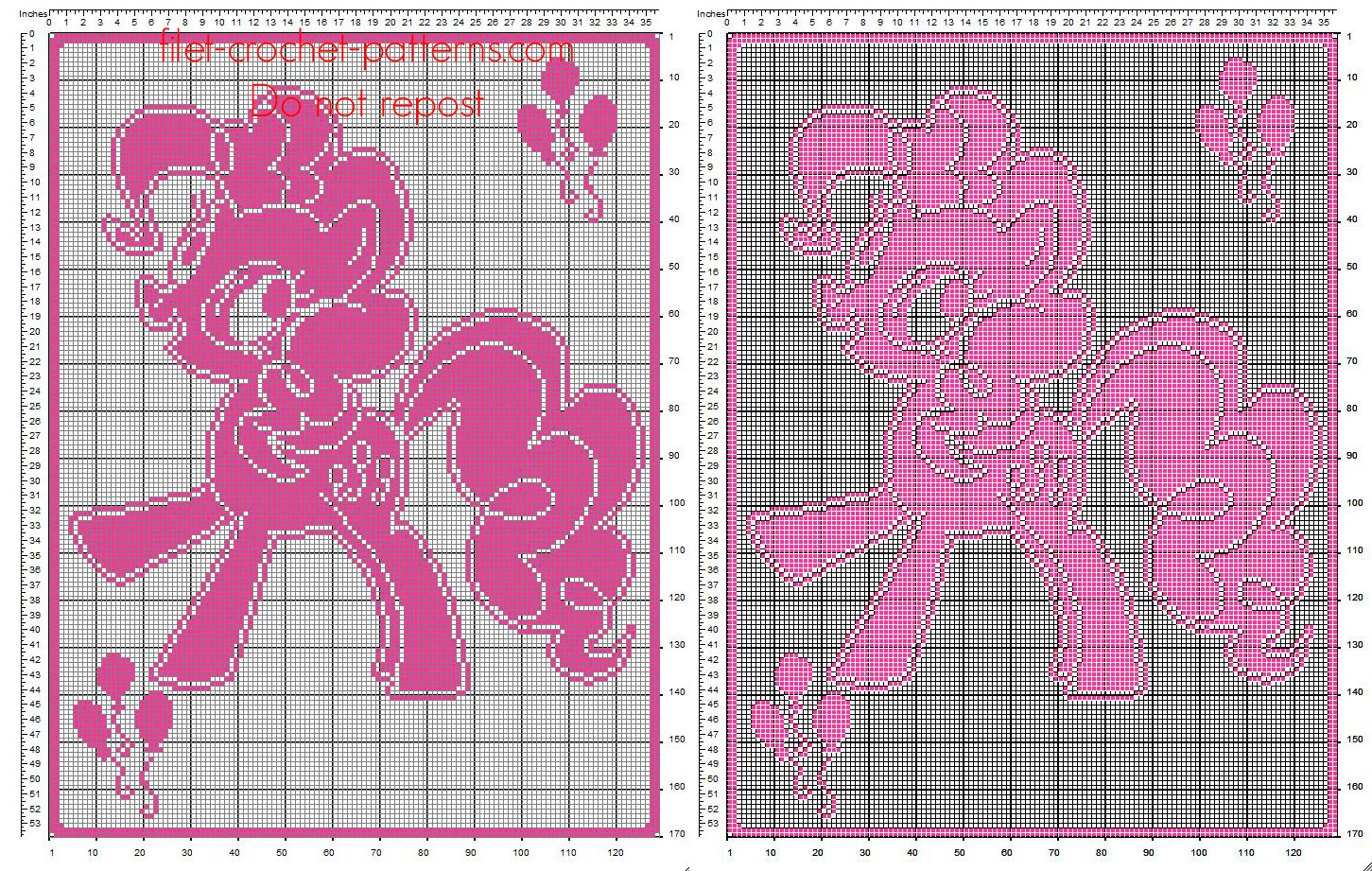 Filet crochet baby blanket with Pinkie Pie from My Little Pony free pattern download
