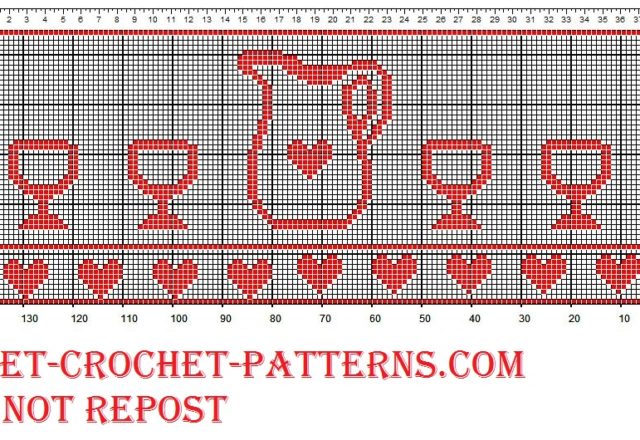 Filet crochet border jug and glasses