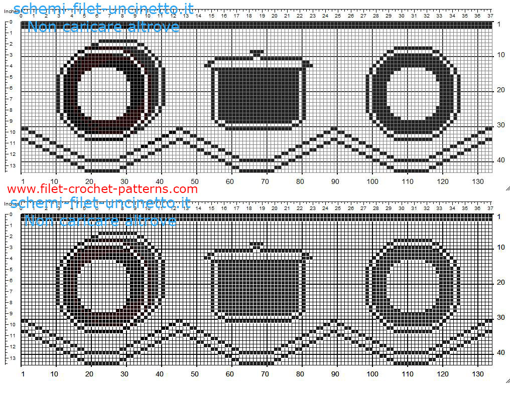 Filet crochet border with pots and dishes free pattern height 43 squares