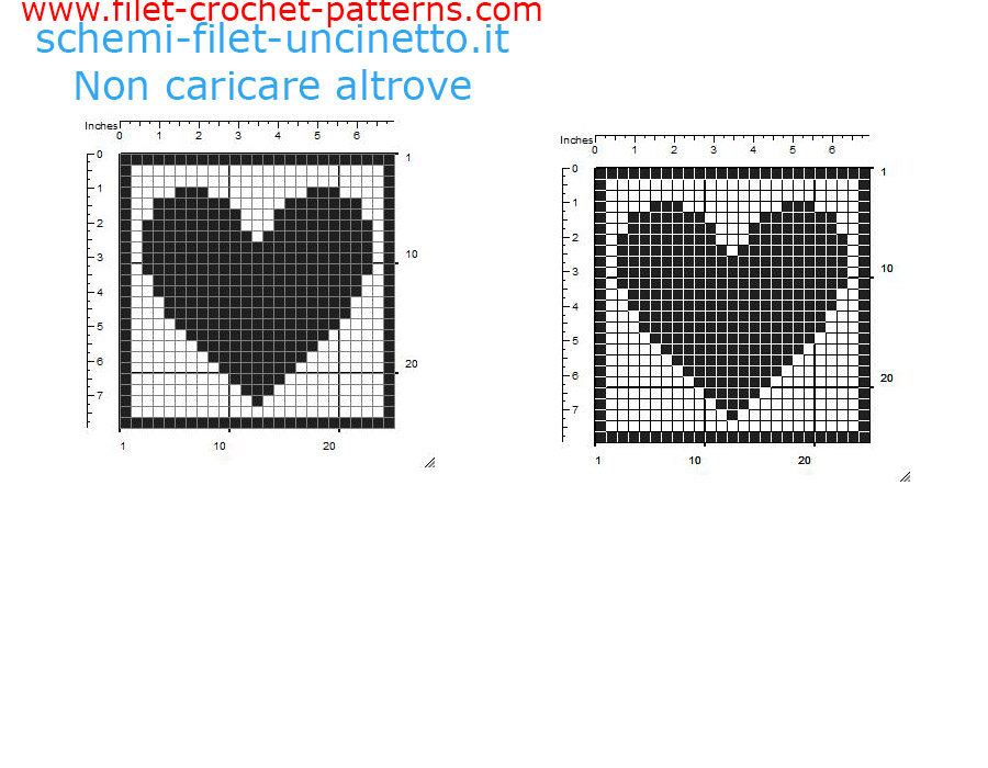 Filet crochet coaster with heart free pattern download 25 squares