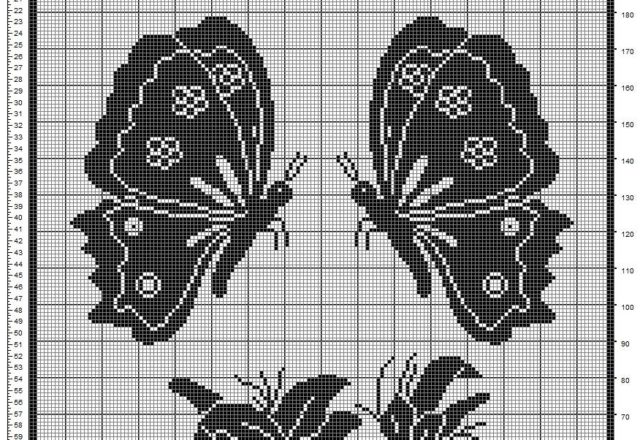 Filet crochet pattern butterfly curtain